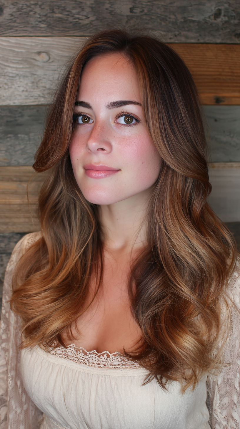 Elegant Caramel Long Layers with Soft Waves