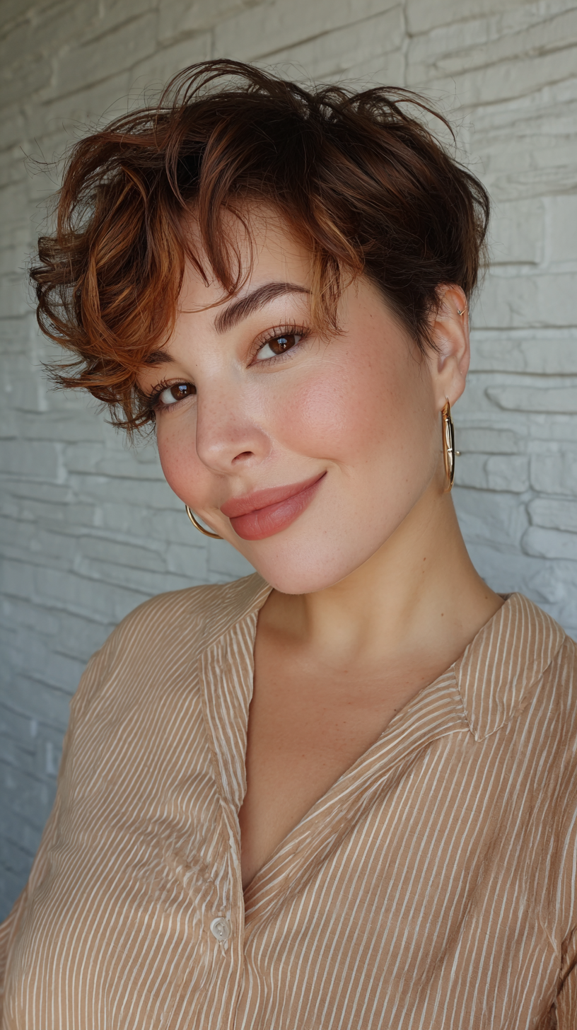 Modern Curly Pixie with Textured Layers
