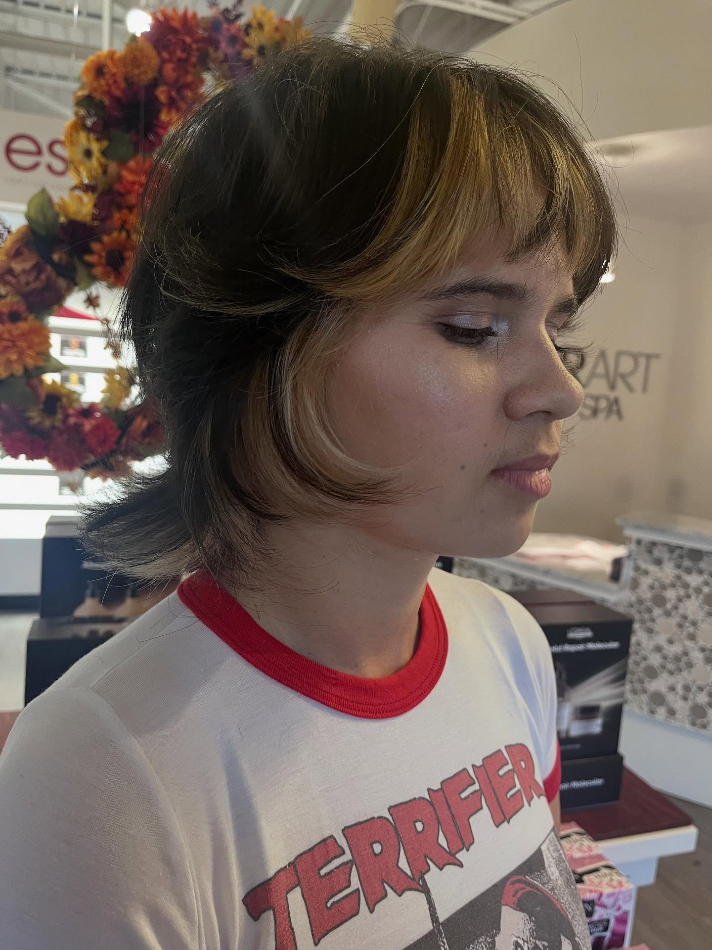 Modern Textured Color Block Bangs with Playful Layers