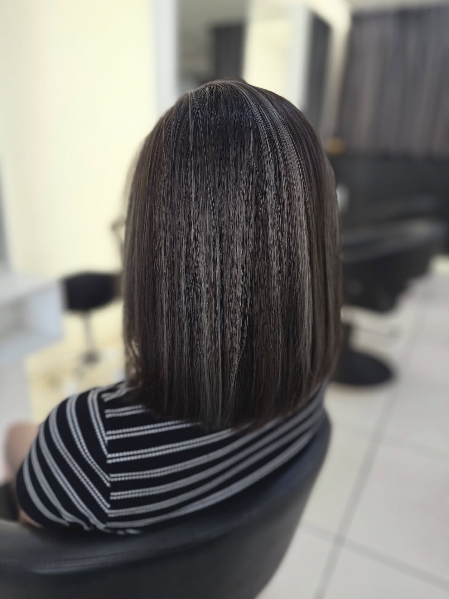 Sleek Long Bob with Subtle Highlights