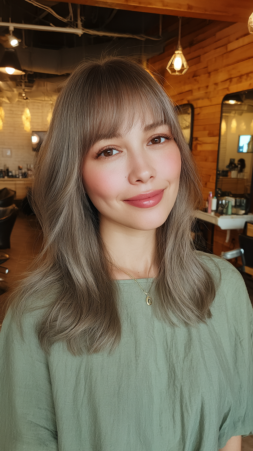 Soft Ash Blonde Mid-Length Cut with Subtle Layers