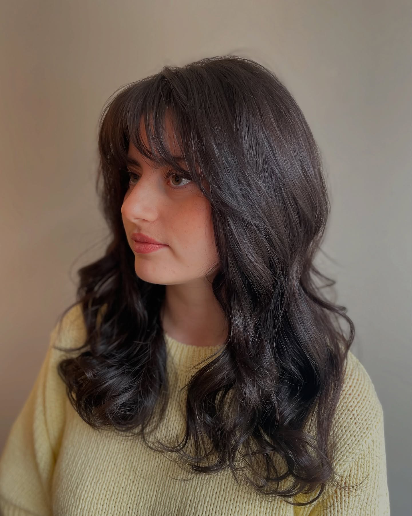 Textured Butterfly Cut with Wispy Bangs