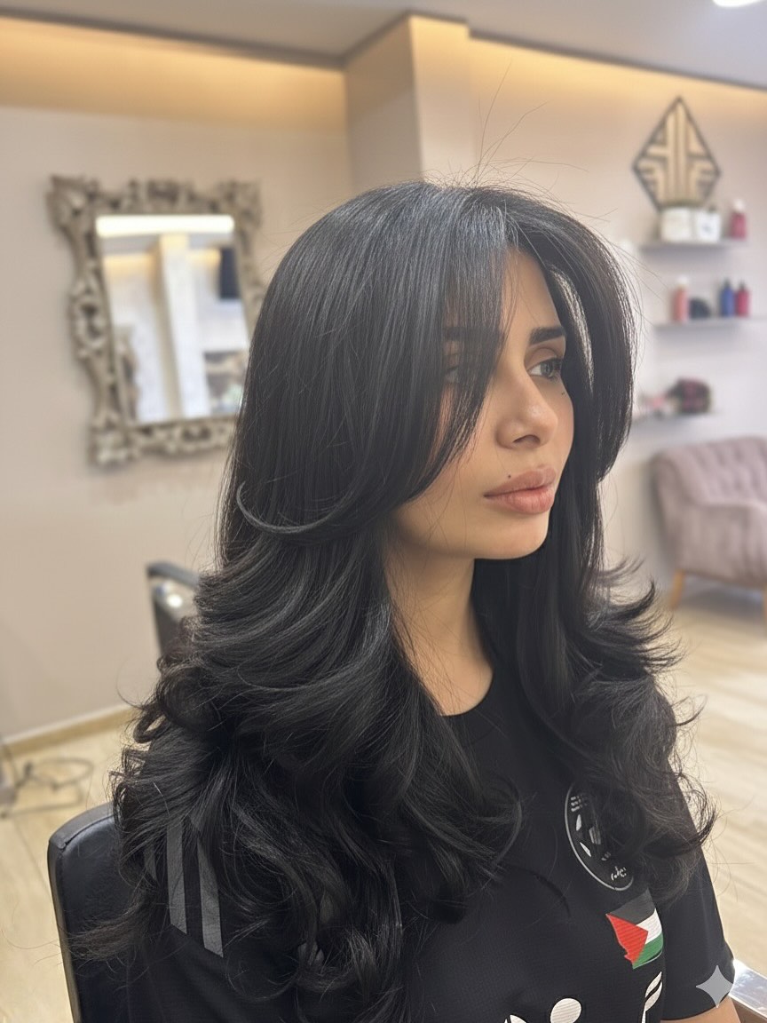 Textured Long Butterfly Haircut with Soft Bangs