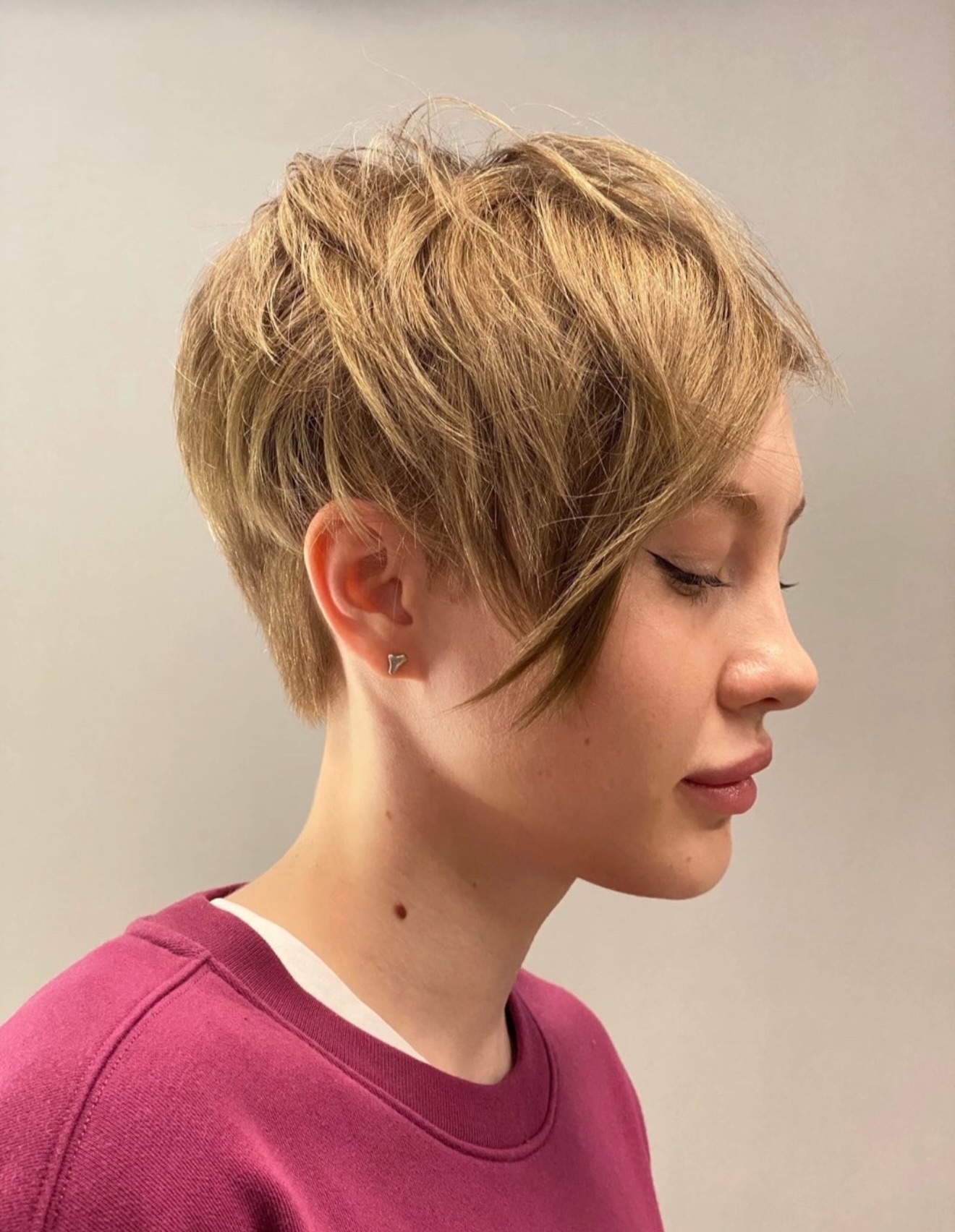 Textured Short Pixie Cut with Side-Swept Bangs