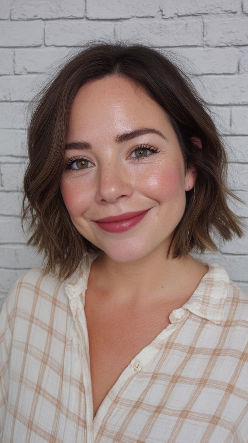 Textured Wavy Bob with Subtle Highlights