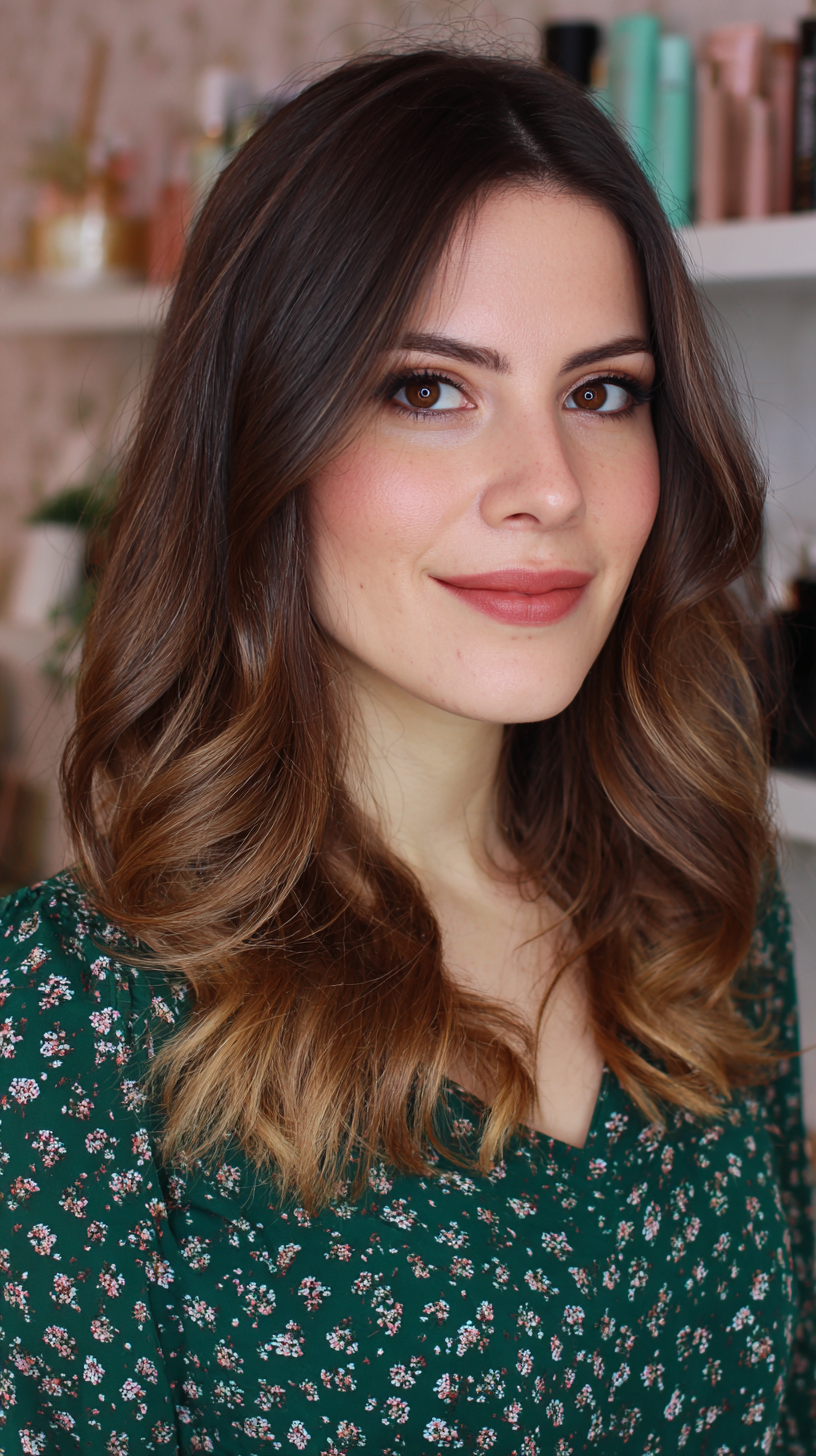 Warm Caramel Ombre with Soft Waves