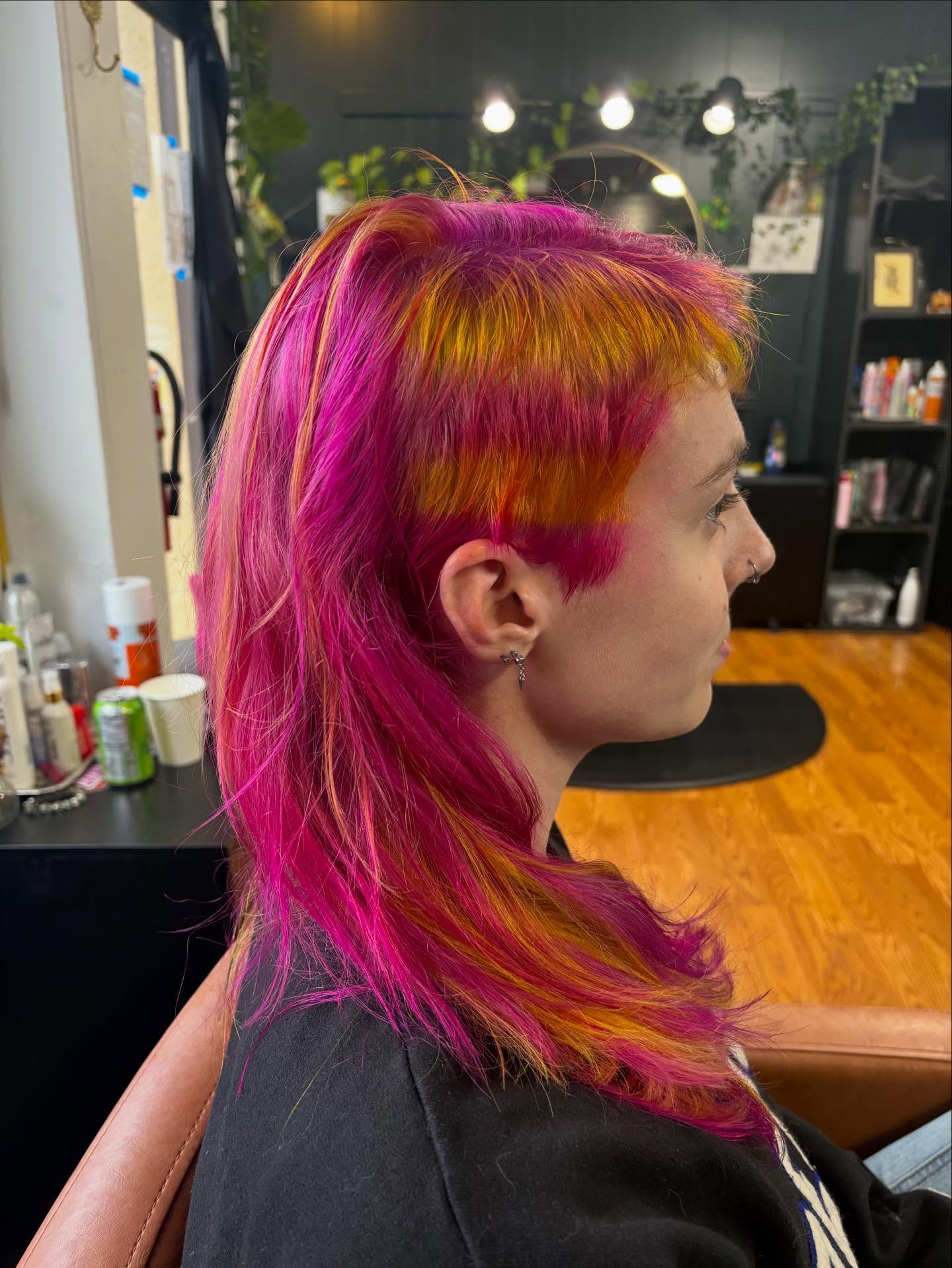 Bold Rainbow Mullet with Vibrant Color Fusion