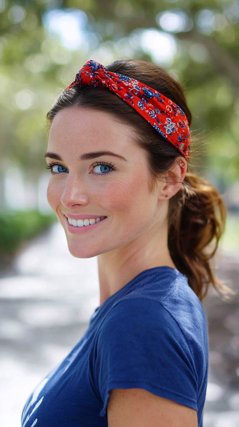 Casual Textured Ponytail with Floral Headband