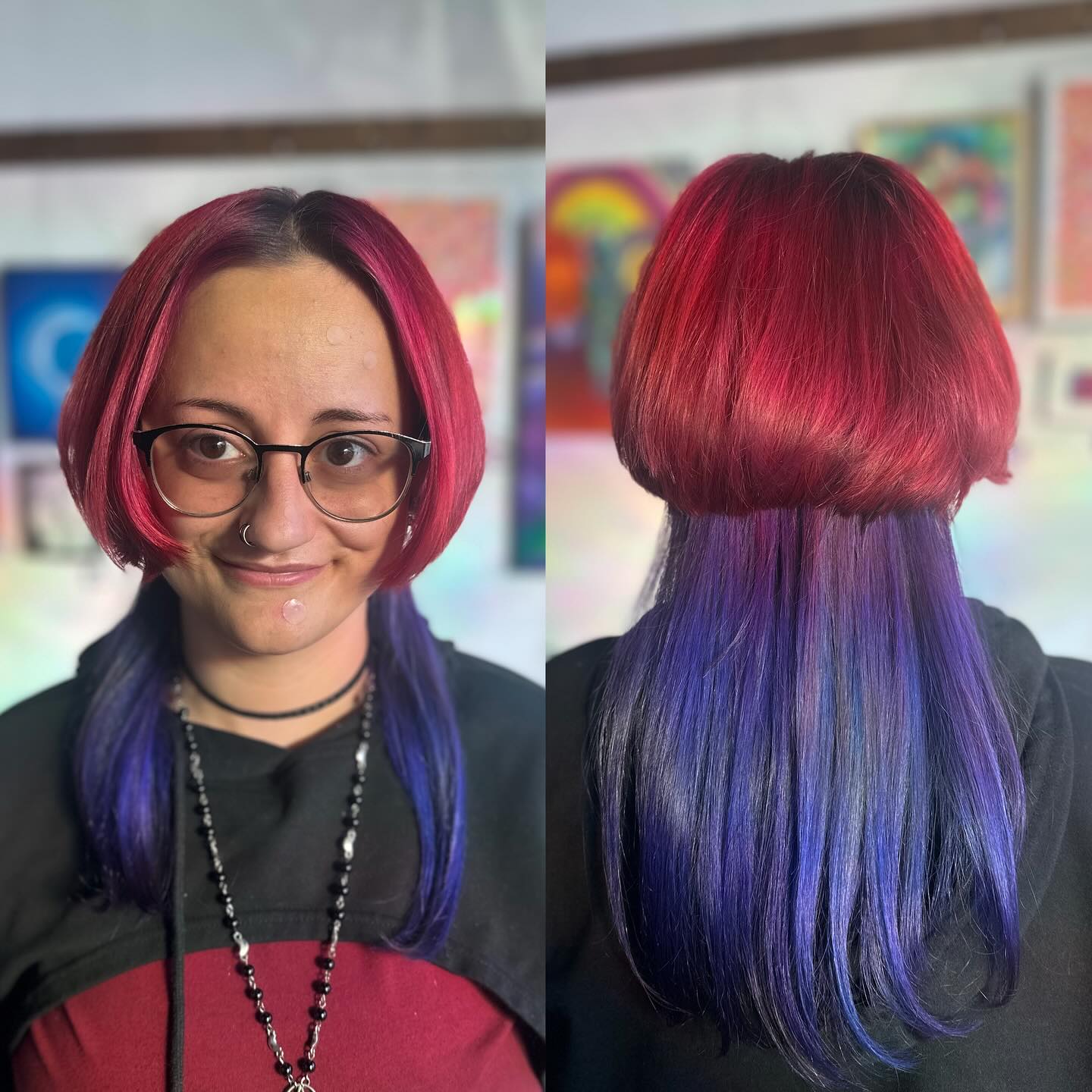 Chic Asymmetrical Bob with Bold Color Transition