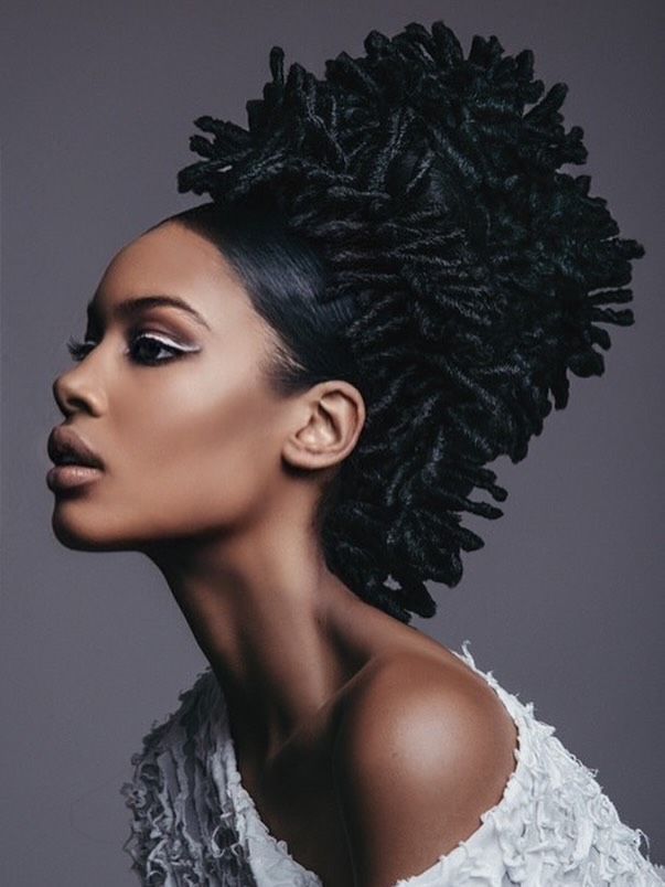 Textured High Puff with Twisted Locks