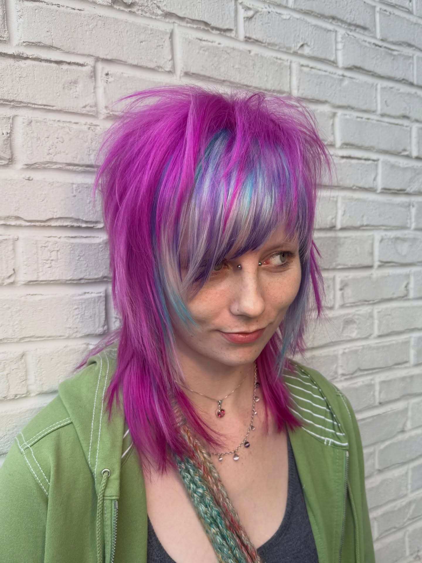 Vibrant Layered Shag with Pastel Highlights