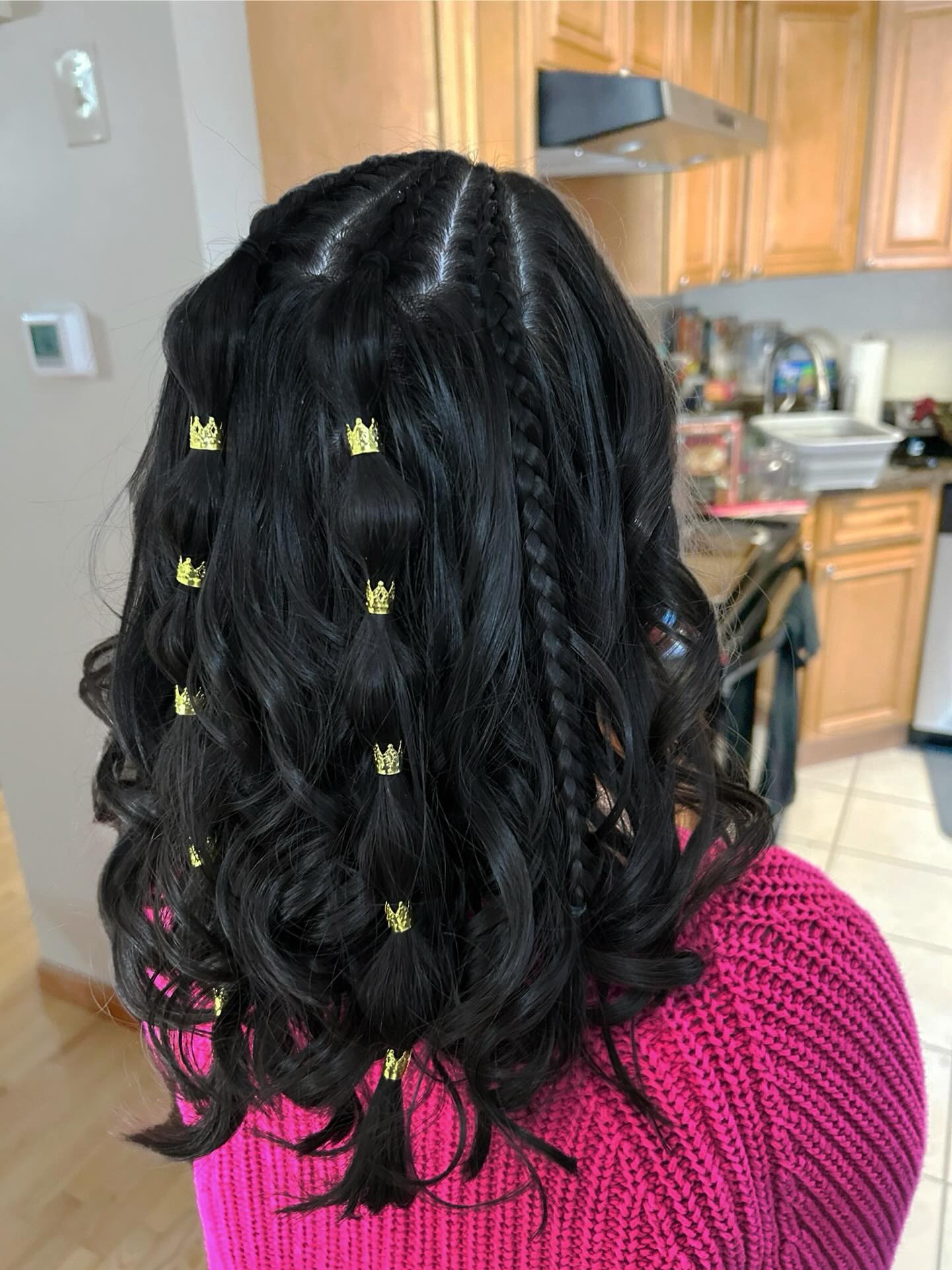 Charming Curly Half-Up with Braided Accents