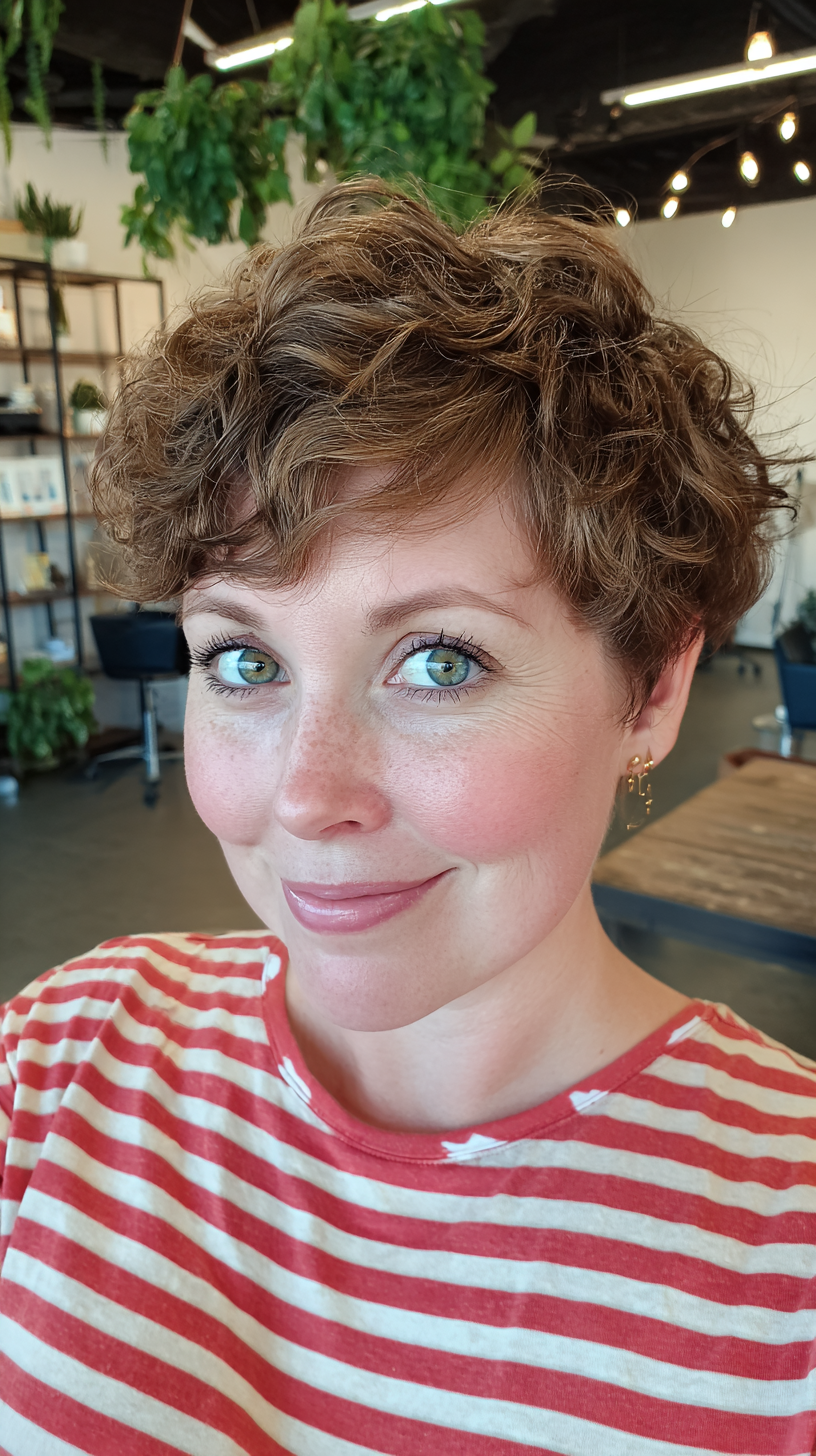 Chic Curly Pixie Cut with Soft Volume