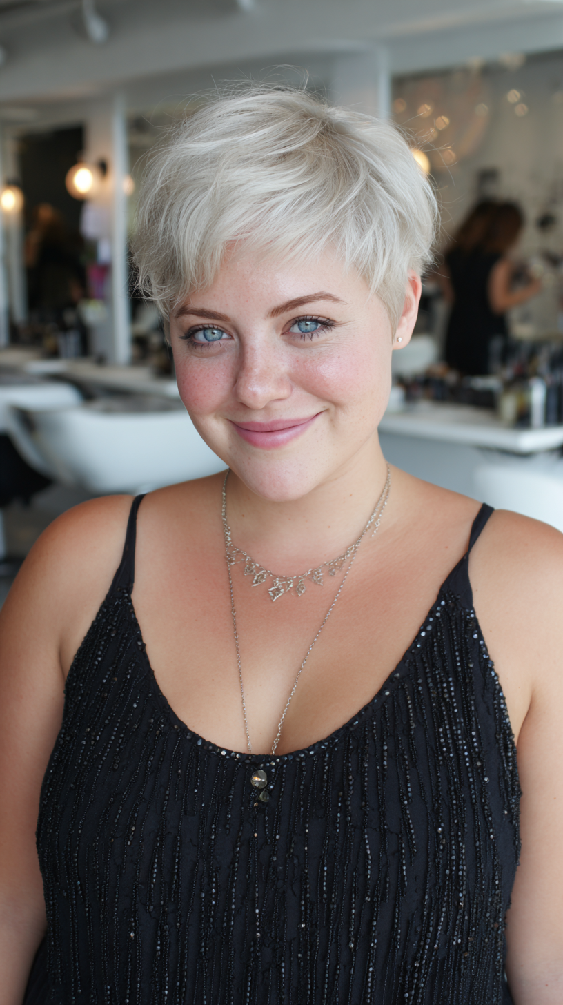 Chic Textured Pixie Cut with Bright Platinum Highlights