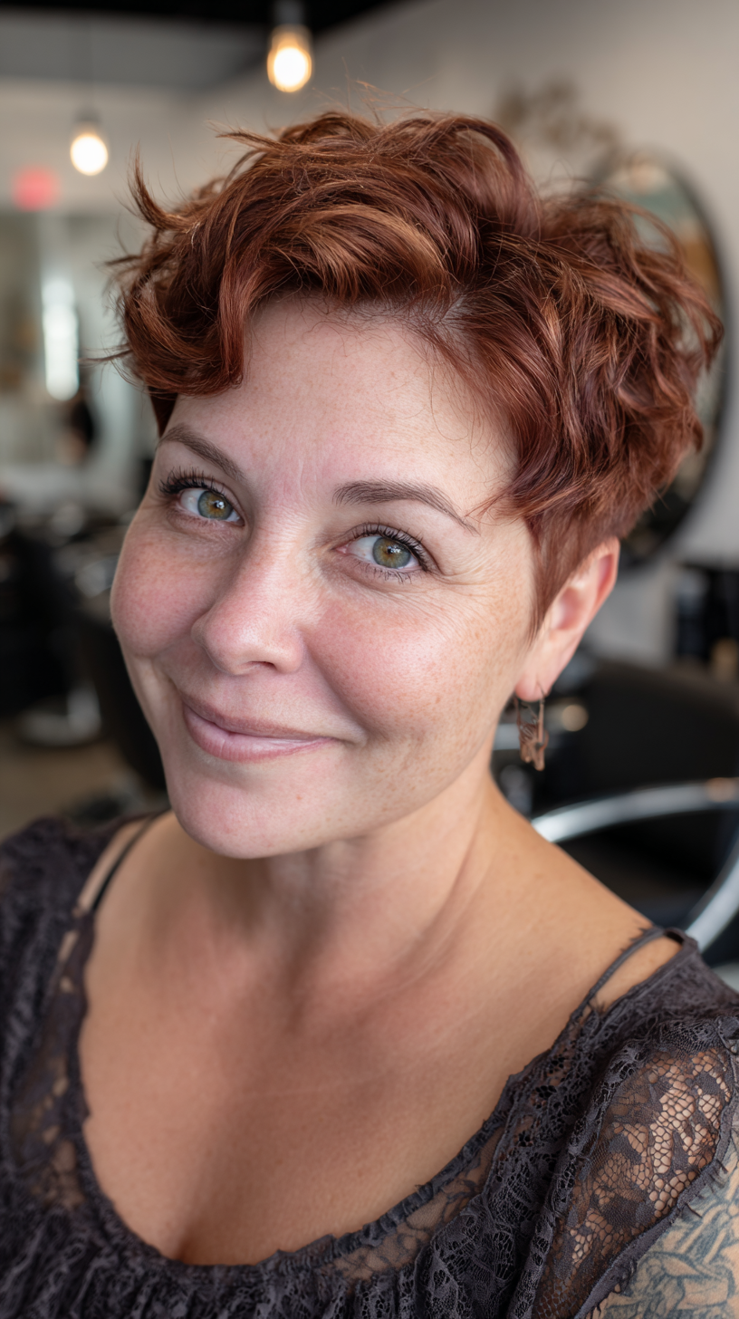 Chic Textured Pixie Cut with Lively Curls