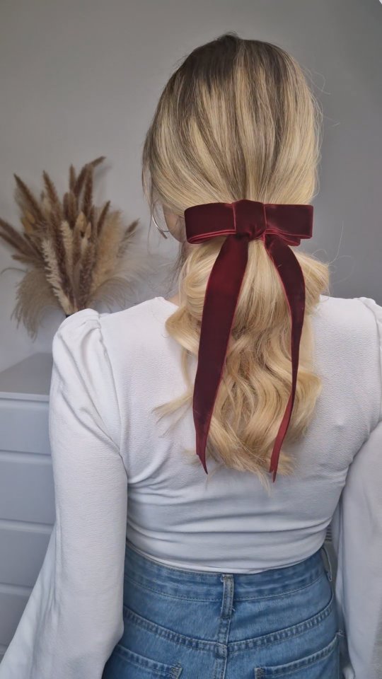 Elegant Low Ponytail with Velvet Ribbon Accents
