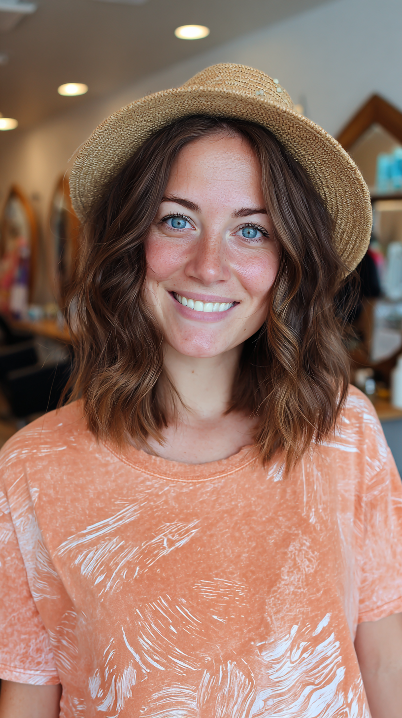 Relaxed Beachy Waves with Face-Framing Layers