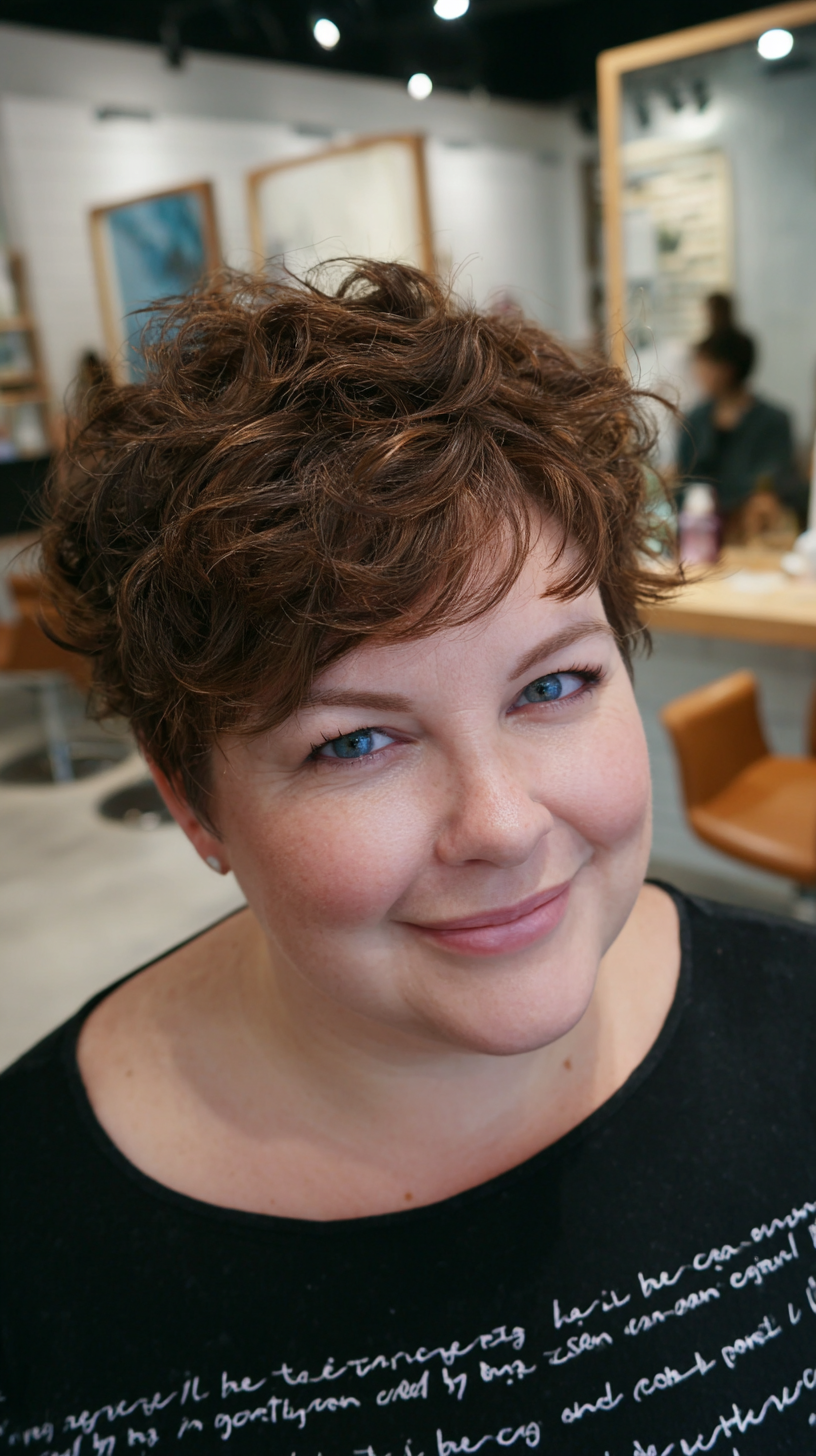 Textured Curly Pixie Cut with Defined Curls