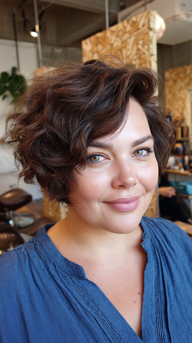 Textured Curly Pixie Cut with Soft Volume