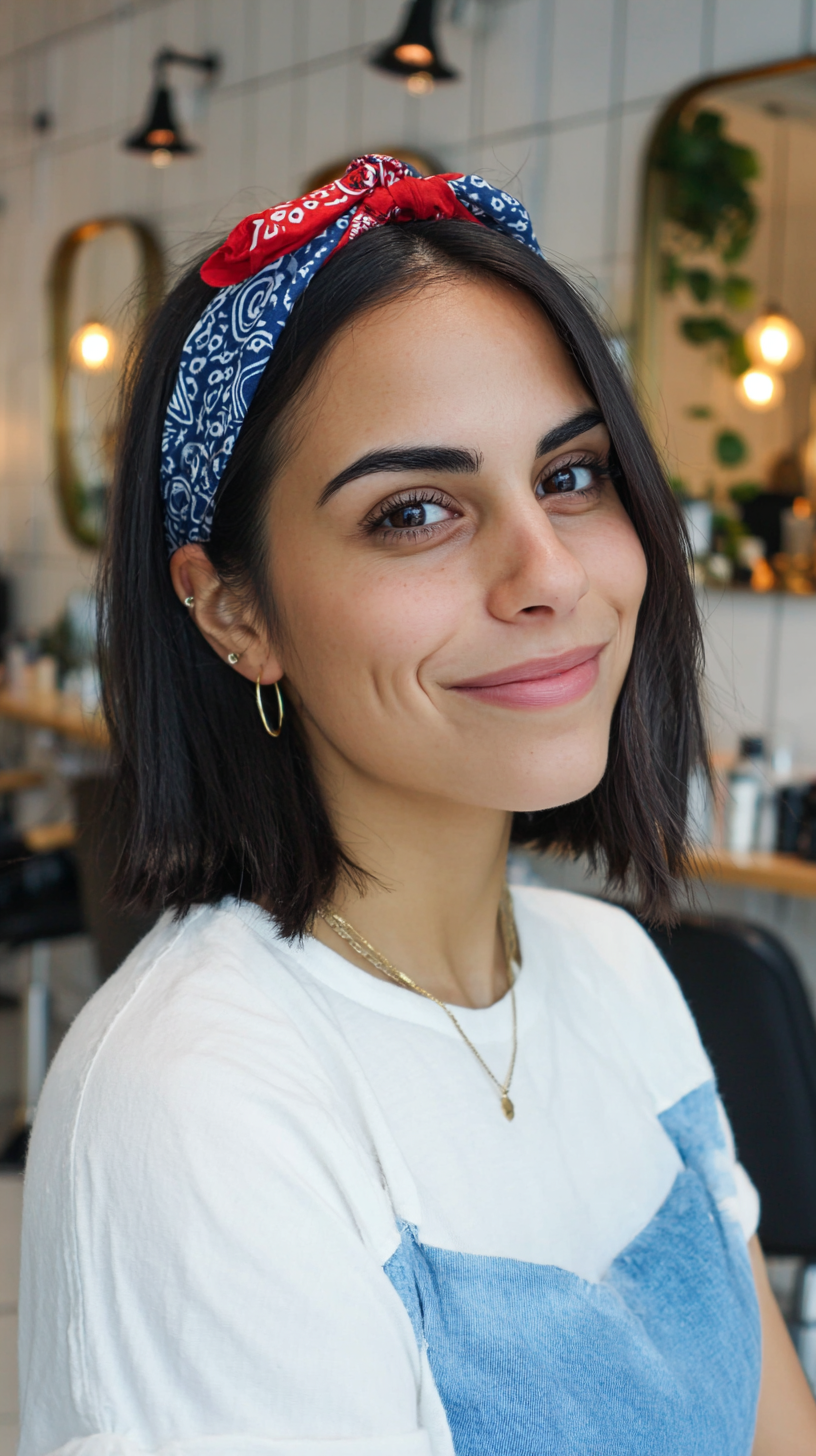 Trendy Shoulder-Length Bob with Playful Headband
