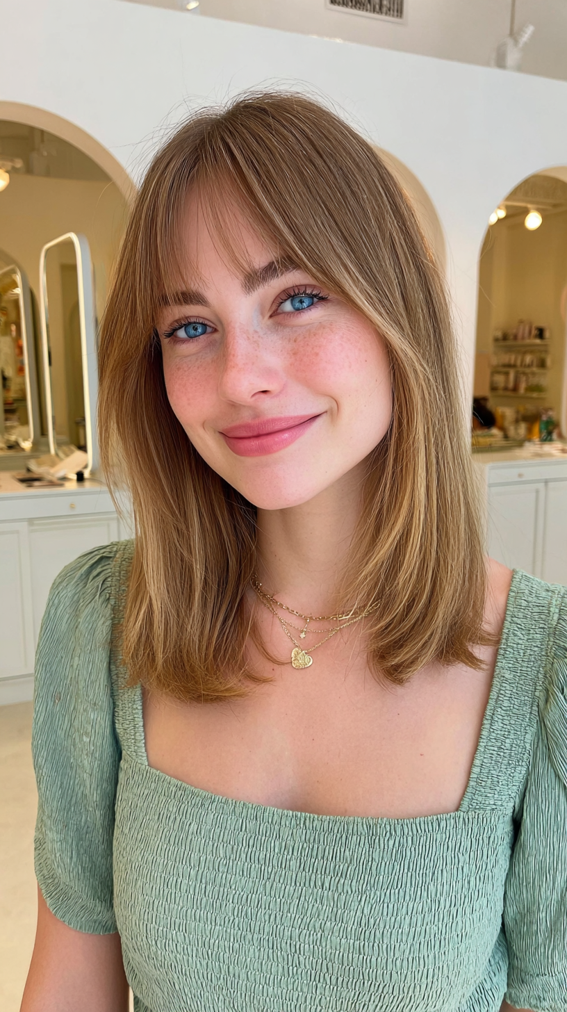 Chic Medium Straight Cut with Soft Fringe