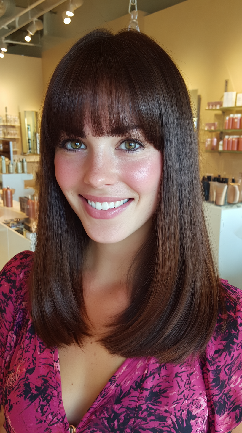 Classic Medium Straight Cut with Bold Fringe