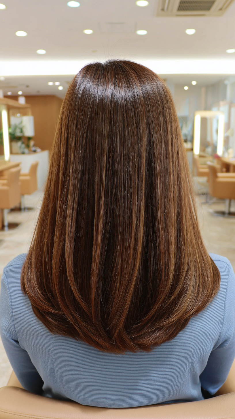 Glossy Medium Straight Cut with Subtle Layered Ends