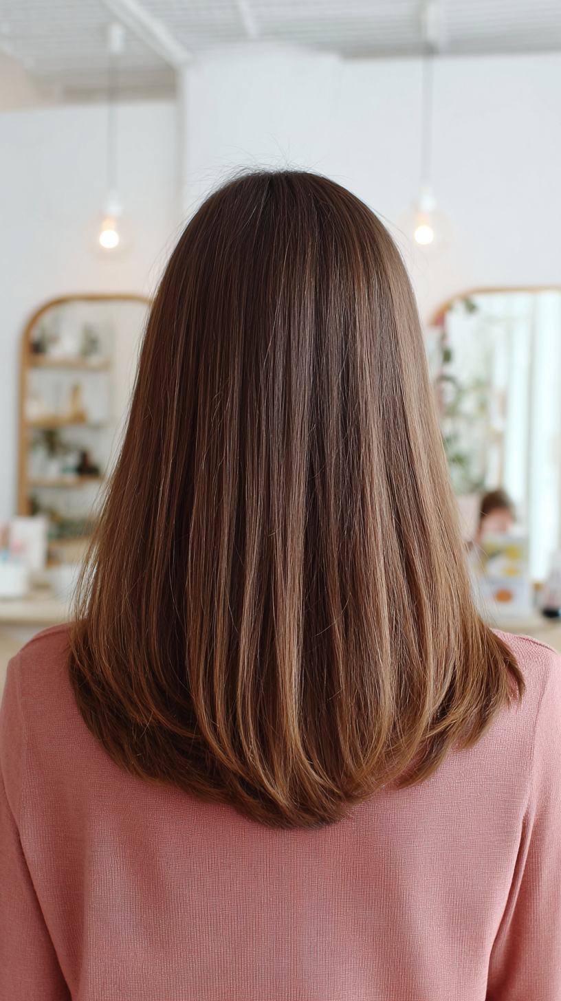 Glossy Medium Straight Cut with Subtle Layered Tips