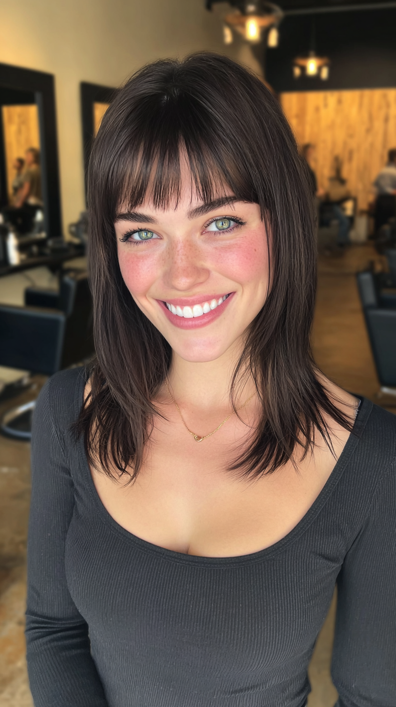 Modern Medium Straight Cut with Textured Bangs