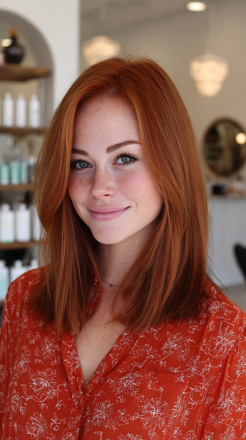 Radiant Copper Medium Straight Cut with Subtle Layers