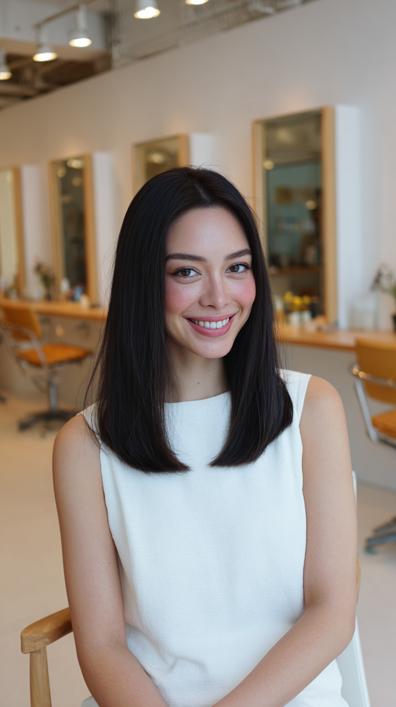 Sleek Medium Straight Cut with Subtle Face-Framing Layers