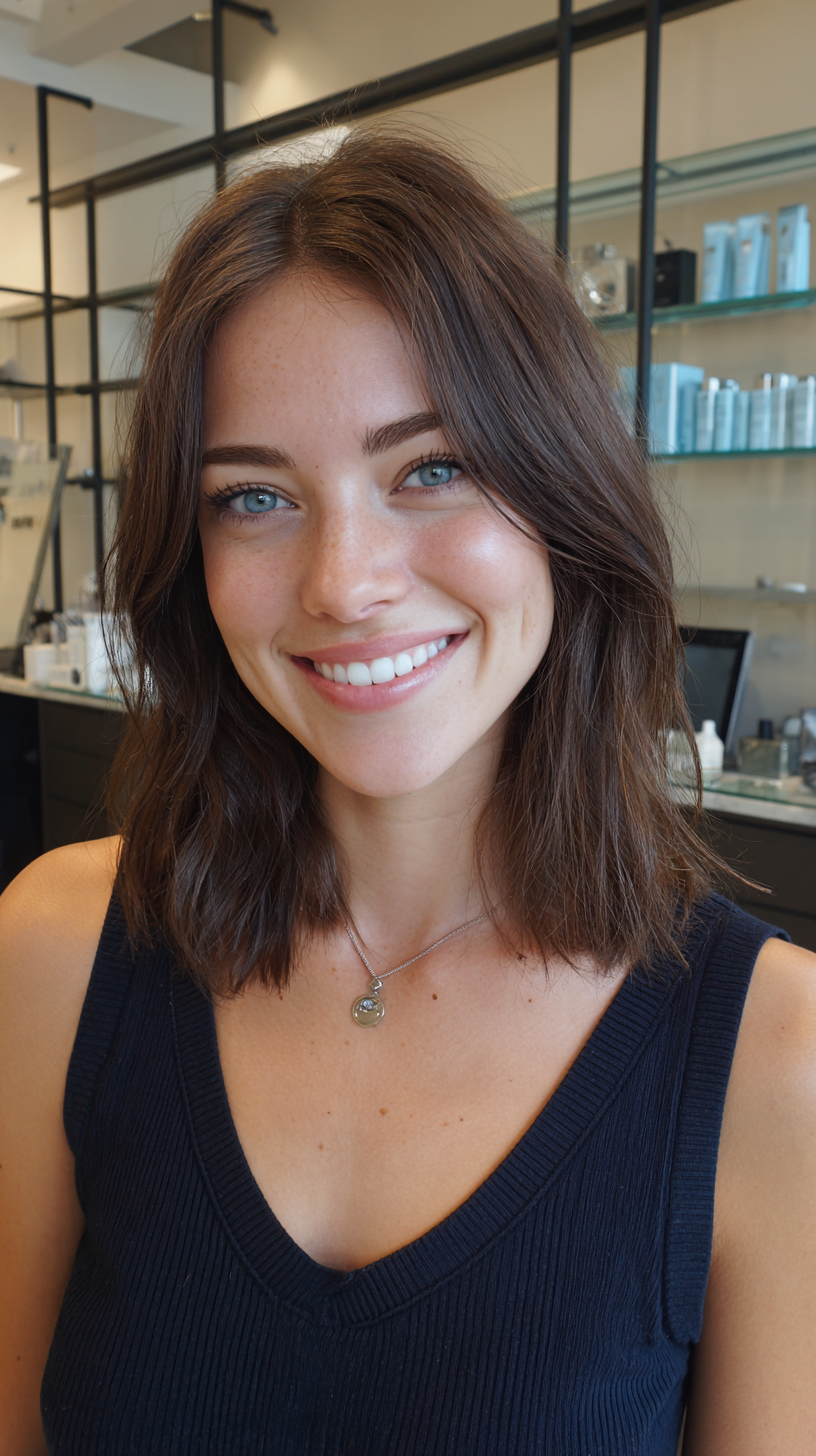 Textured Medium Straight Cut with Subtle Waves