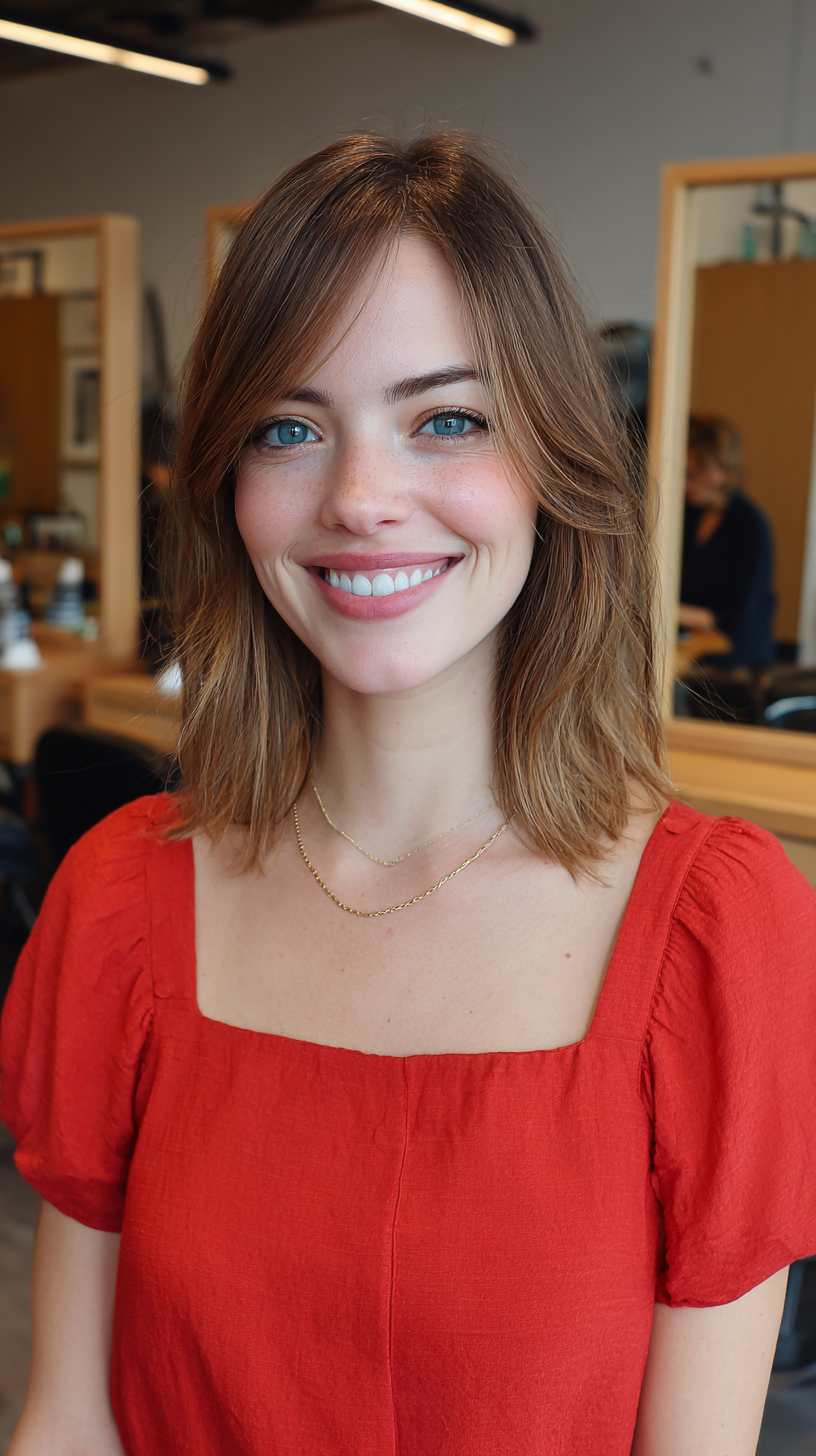 Trendy Textured Medium Straight Cut with Subtle Layers