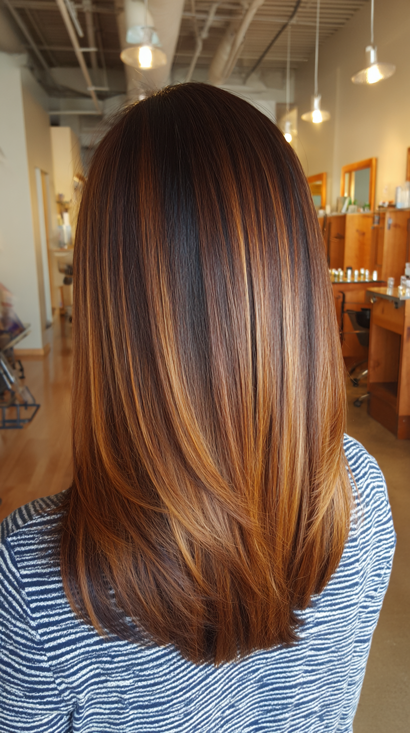 Warm Chestnut Medium Straight Cut with Subtle Highlights