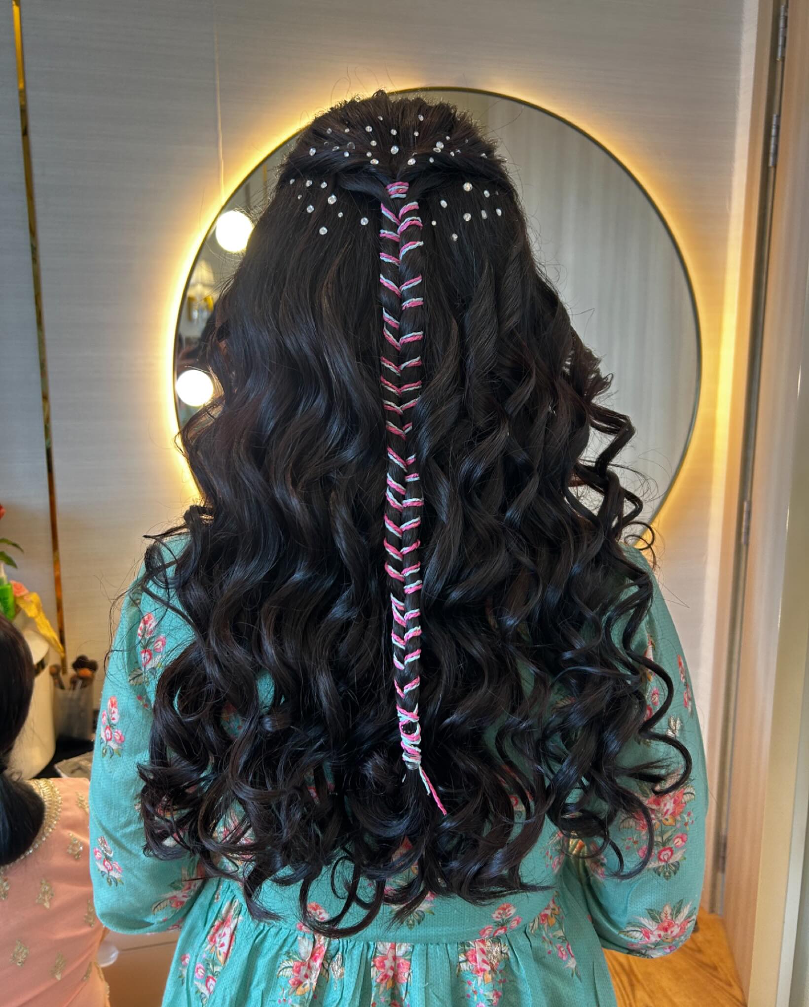 Charming Curly Half-Up with Decorative Braids