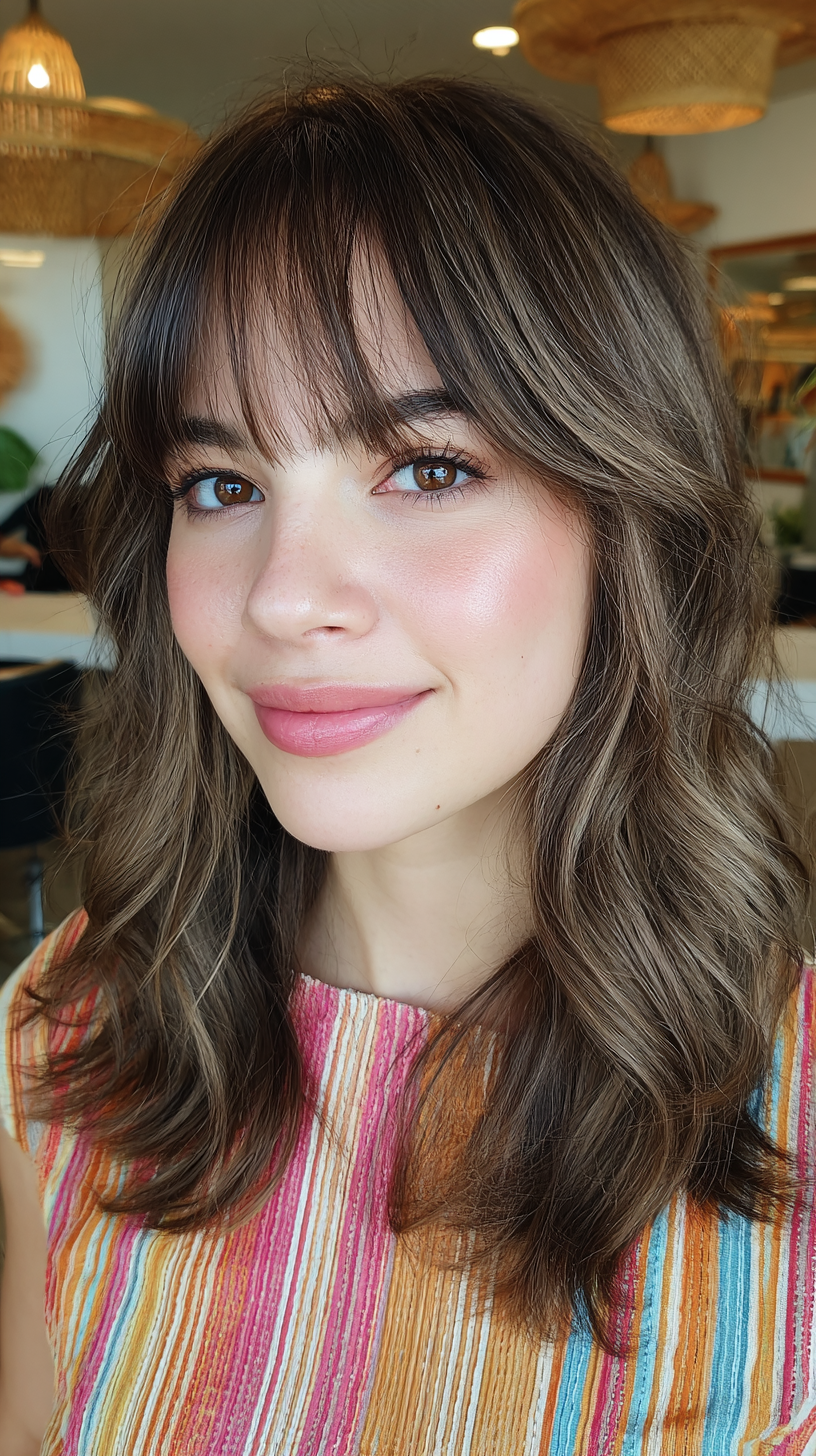 Chic Textured Shoulder-Length Cut with Soft Bangs