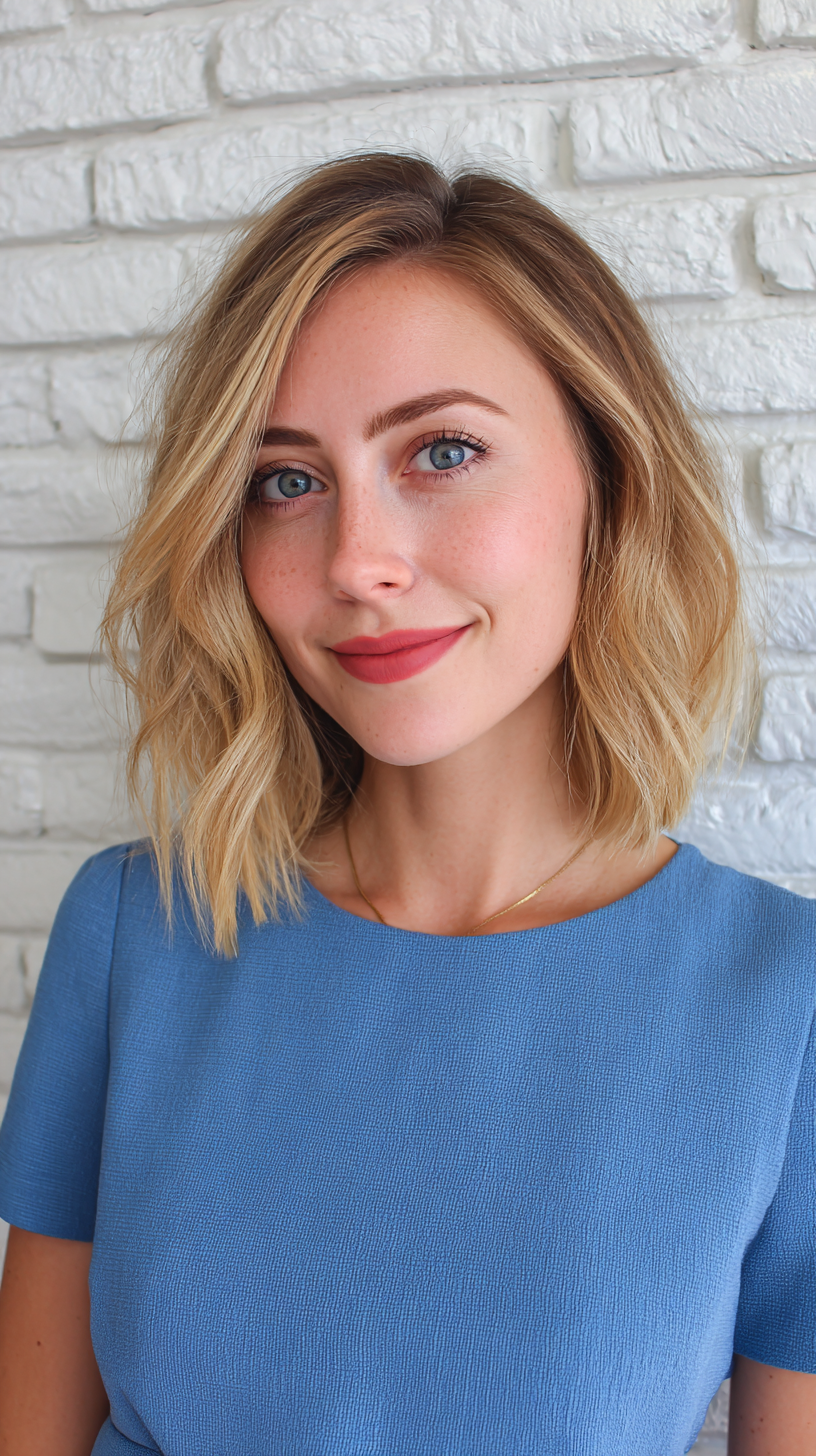 Modern Wavy Lob with Subtle Highlights