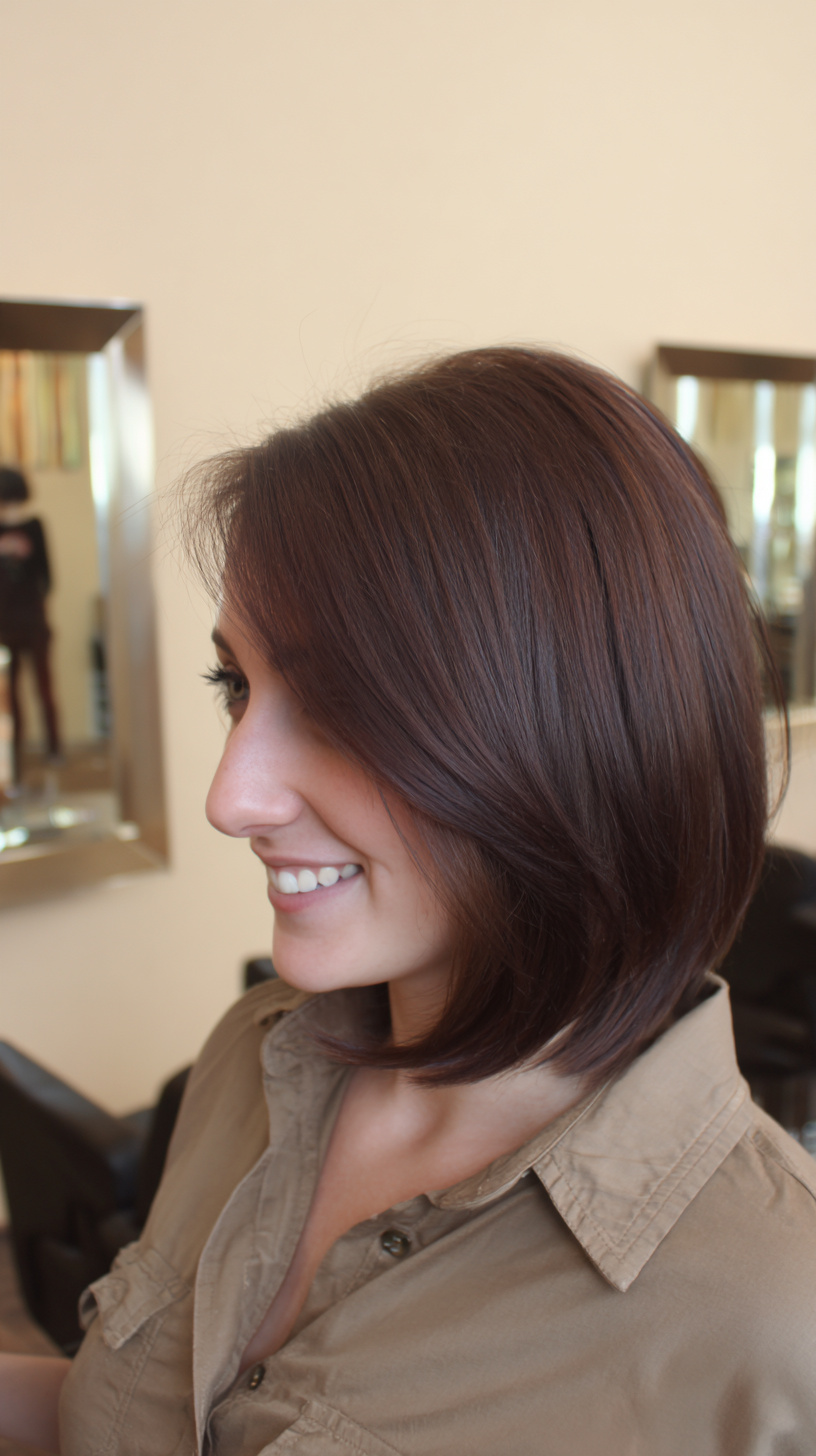 Polished A-Line Bob with Subtle Caramel Highlights