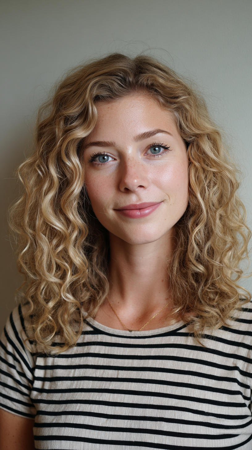 Softly Defined Curly Shoulder-Length Cut
