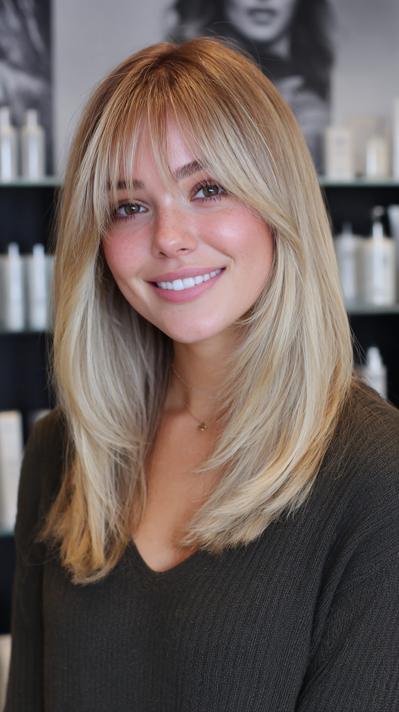 Softly Layered Long Cut with Wispy Bangs