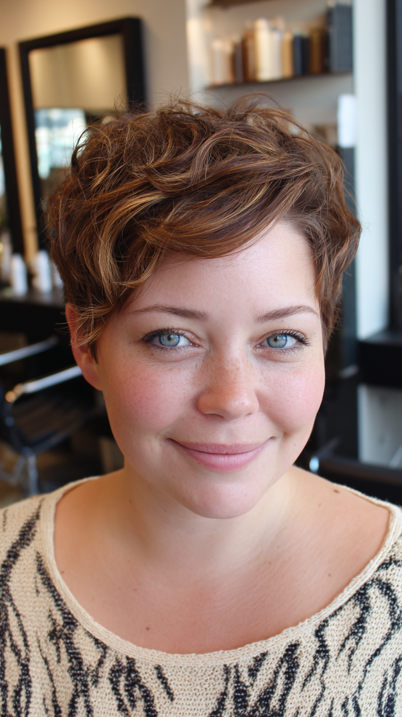 Textured Short Curly Pixie Cut
