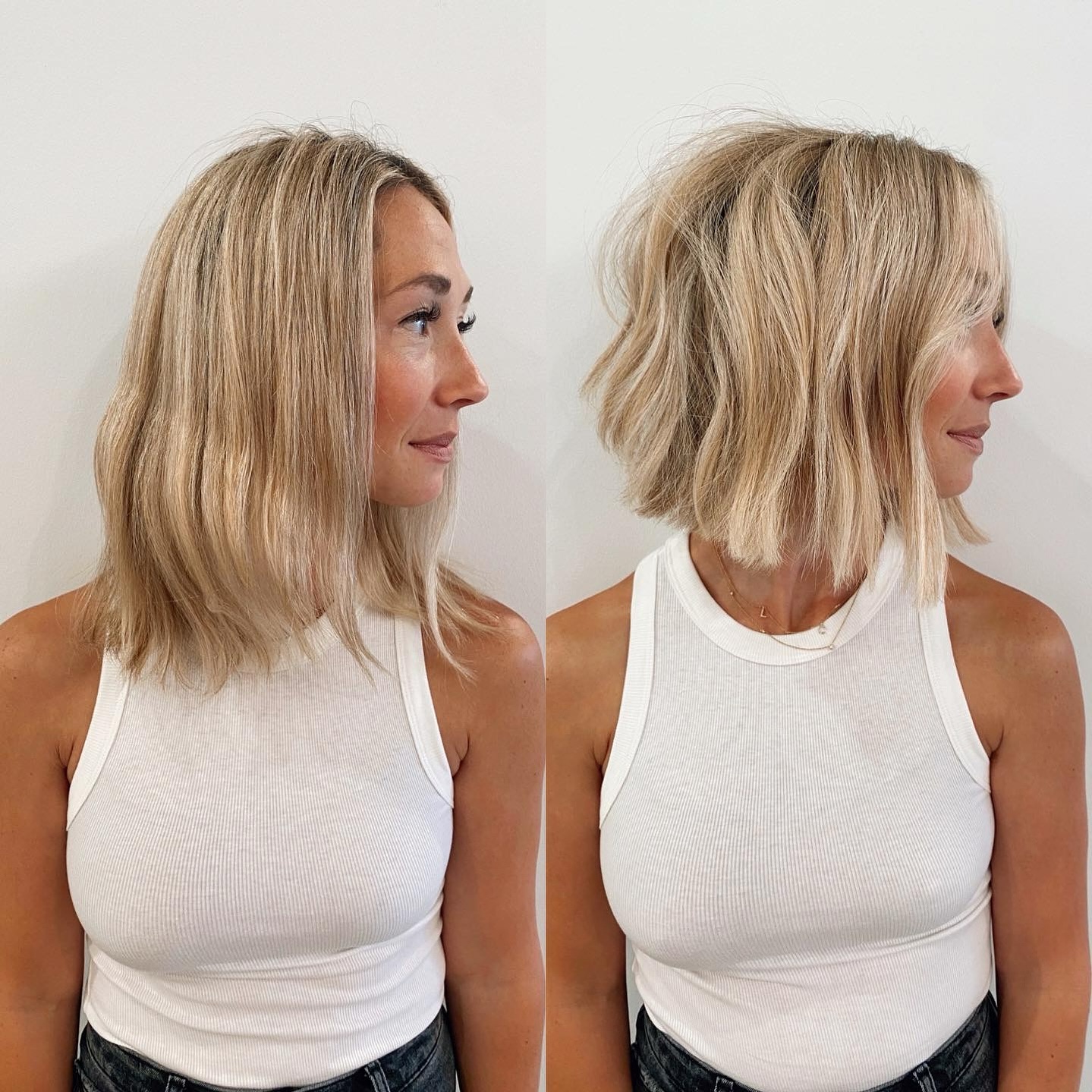 Textured Wavy Lob with Subtle Highlights