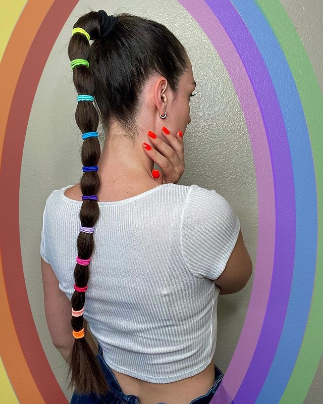 Vibrant Multi-Colored Bubble Ponytail