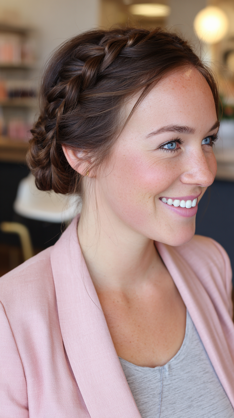 Chic Braided Crown with Soft Loose Strands
