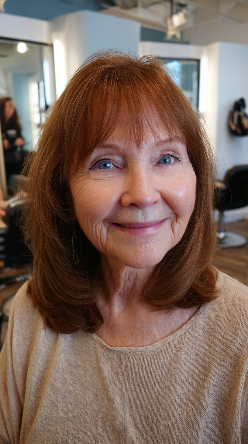 Chic Copper Medium Length Cut with Subtle Layers