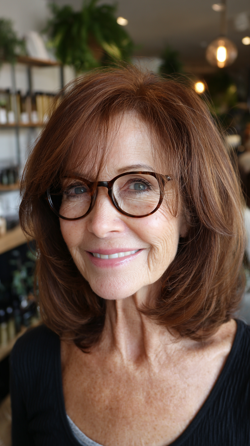 Chic Layered Auburn Cut with Gentle Movement
