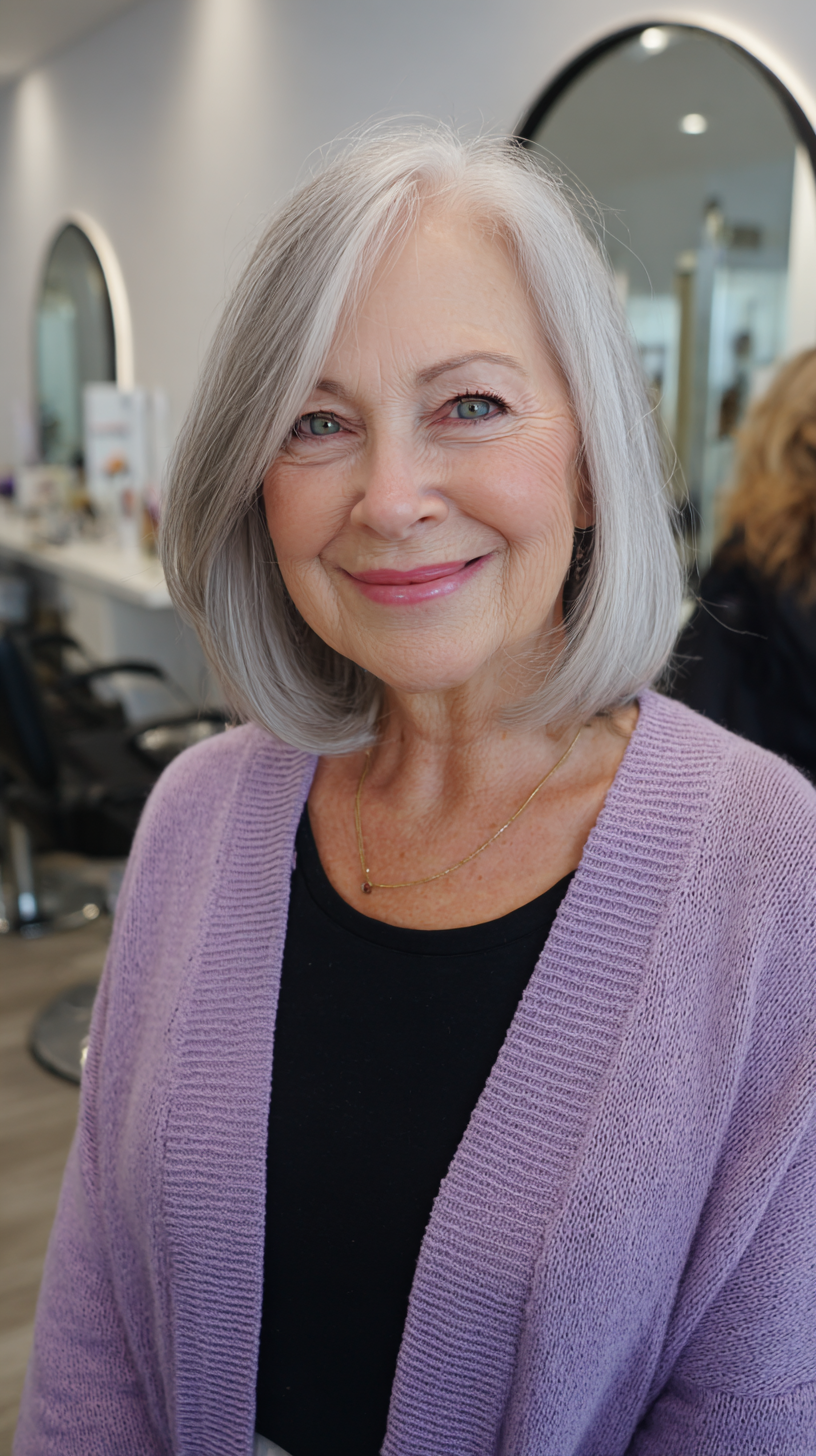 Chic Silver Lob with Soft Layers