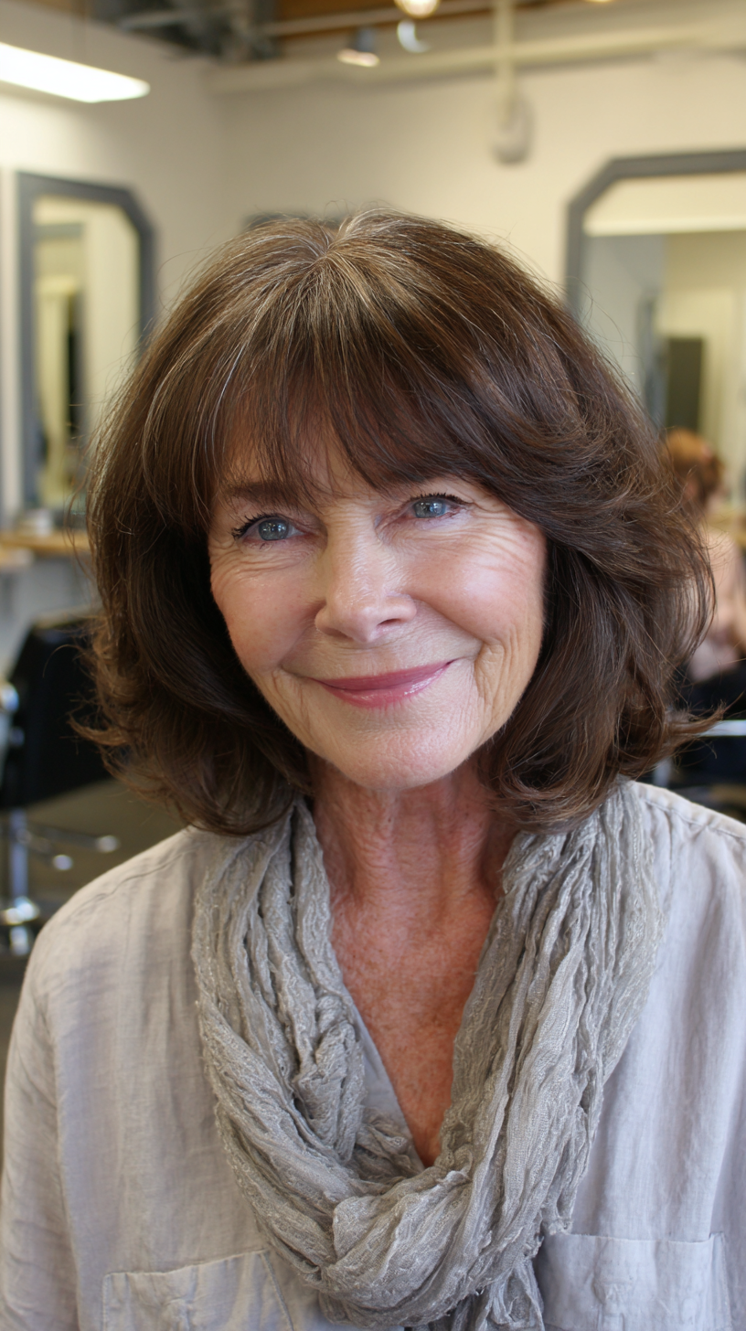 Chic Textured Shoulder-Length Cut with Soft Bangs