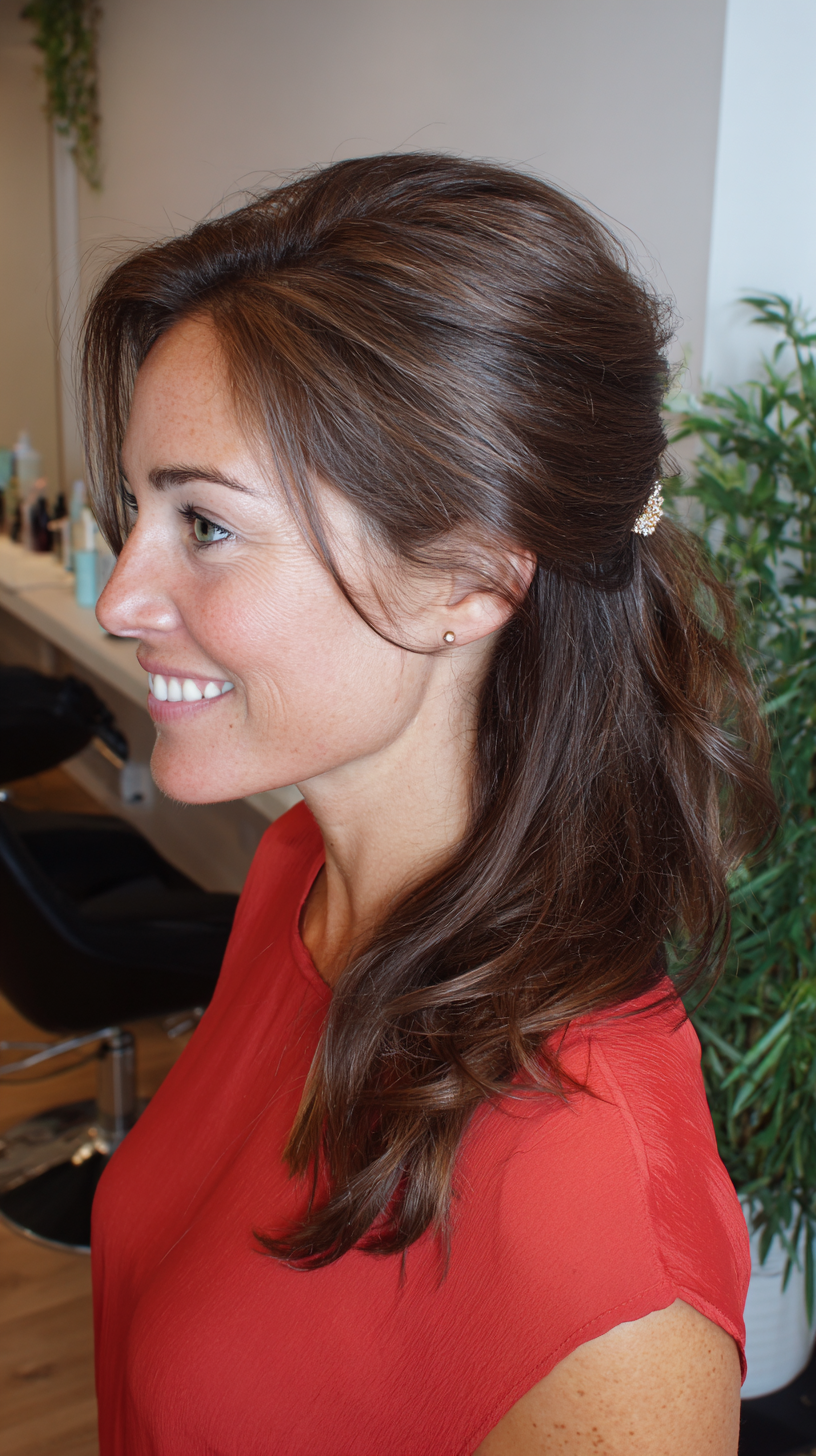 Classic Half-Up Style with Soft Waves