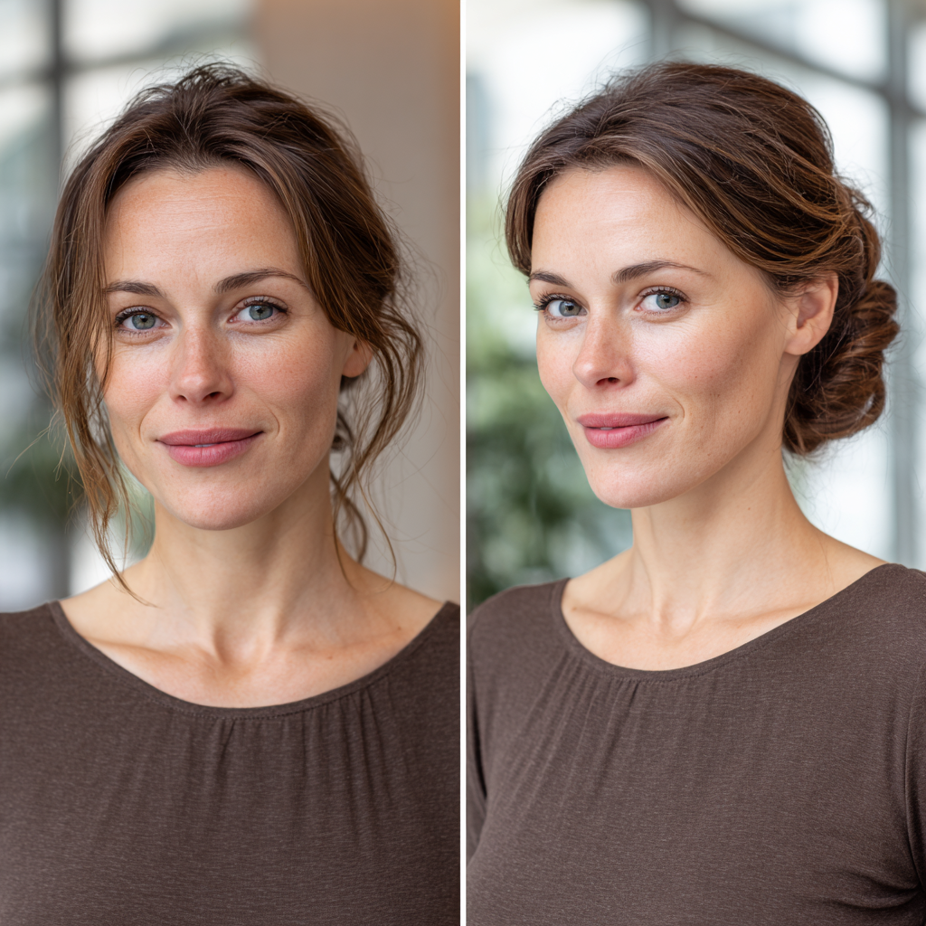 Effortlessly Elegant Low Chignon with Soft Face-Framing Strands